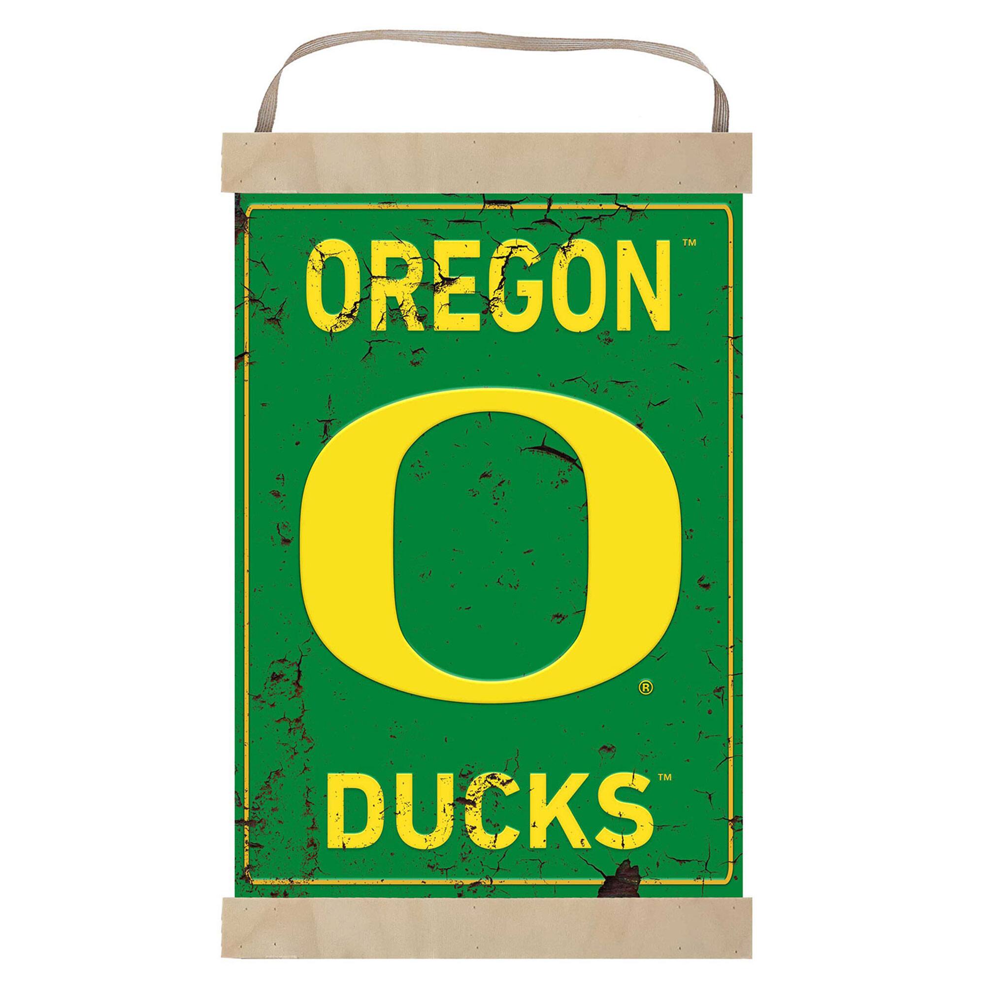 Oregon Ducks Faux Rust Banner Sign