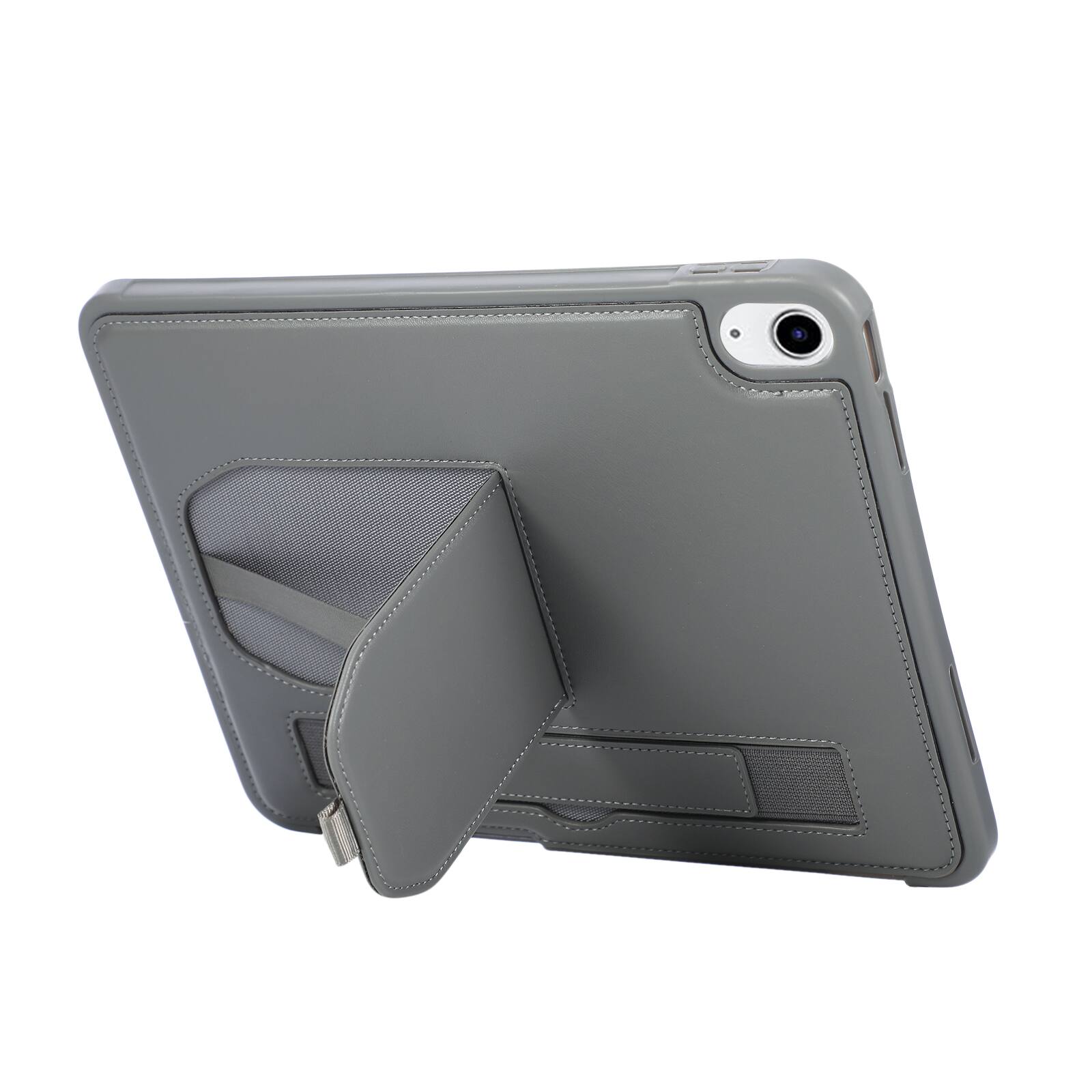 Left. Dteck - Shockproof Case for Apple iPad (A16) 11" 2025 with Hand Strap and Foldable Kickstand, PU Leather TPU Protective Cover - Gary.