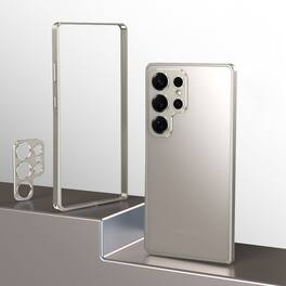 Dteck - For Samsung Galaxy S25 Ultra Shockproof Rugged Aluminum Alloy Bumper Case with Metal Lens Cover - Titanium