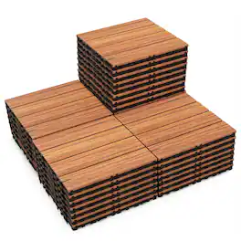 Costway - 36 PCS Interlocking Deck Tiles Anti-slip Floor Tiles for Poolside All Weather - Brown