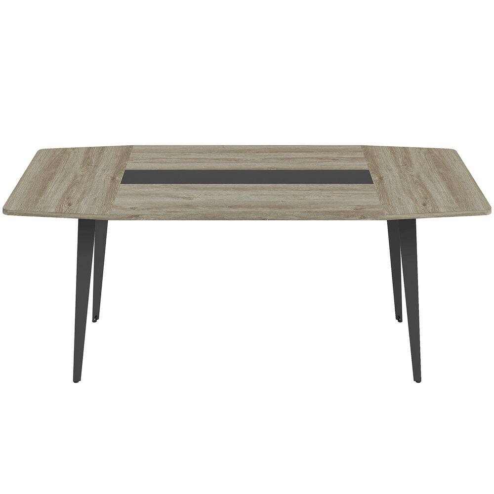 Angle. Kadyn - Kadyn Study Writing Desk, Computer Desk,6FT / 8FT Conference Table, Modern Boat Shaped Meeting Table,Gray & Black - Gray.