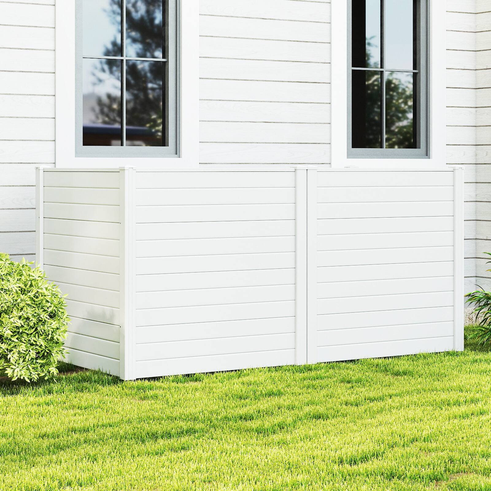 Alt View 1. Gymax - Gymax 2PCS PP Privacy Fence Screen 48'' H x 48'' W 4 Panels with Galvanized Ground Stakes White - White.