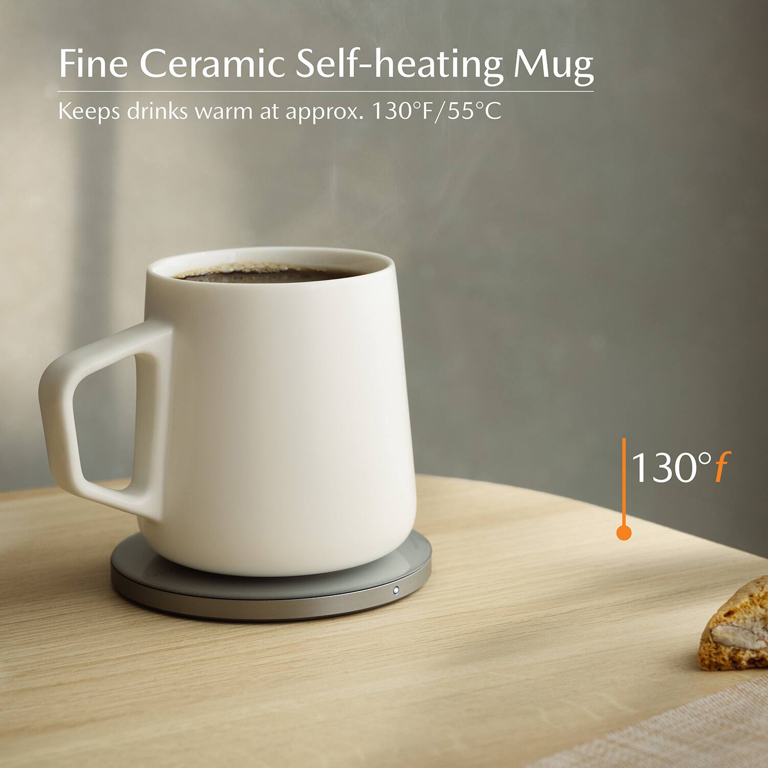 Fine Ceramic Self-heating Mug  
Keeps drinks warm at approx. 130°F/55°C