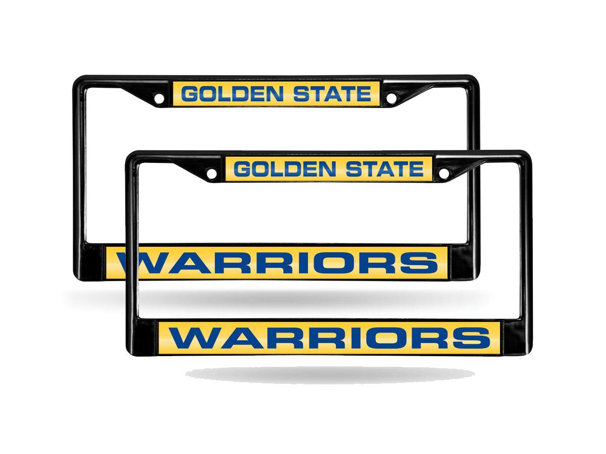 Golden State Warriors (Set of 2) Black Metal Laser Cut License Plate Frames