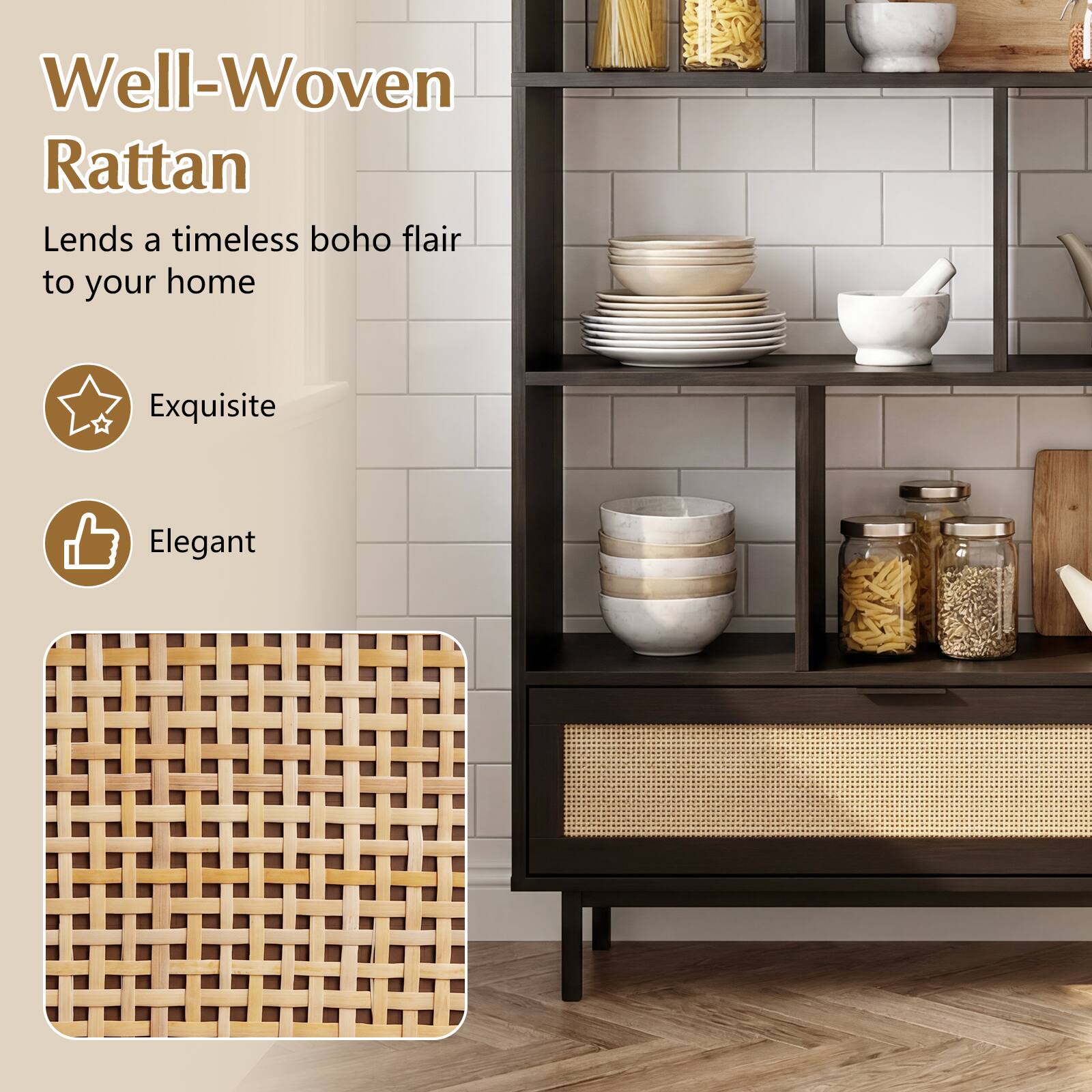 Well-Woven Rattan Lends a timeless boho flair to your home  
Exquisite  
Elegant