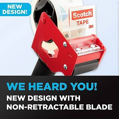 NEW DESIGN!  
Scotch TAPE  
3M  

WE HEARD YOU!  
NEW DESIGN WITH NON-RETRACTABLE BLADE