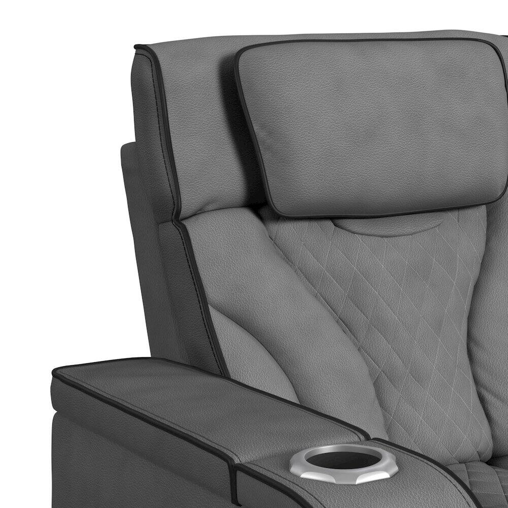 Alt View 2. Picket House Furnishings - Tundra Motion Recliner with LED in Simba Slate and Black Welt - Slate And Black Welt.