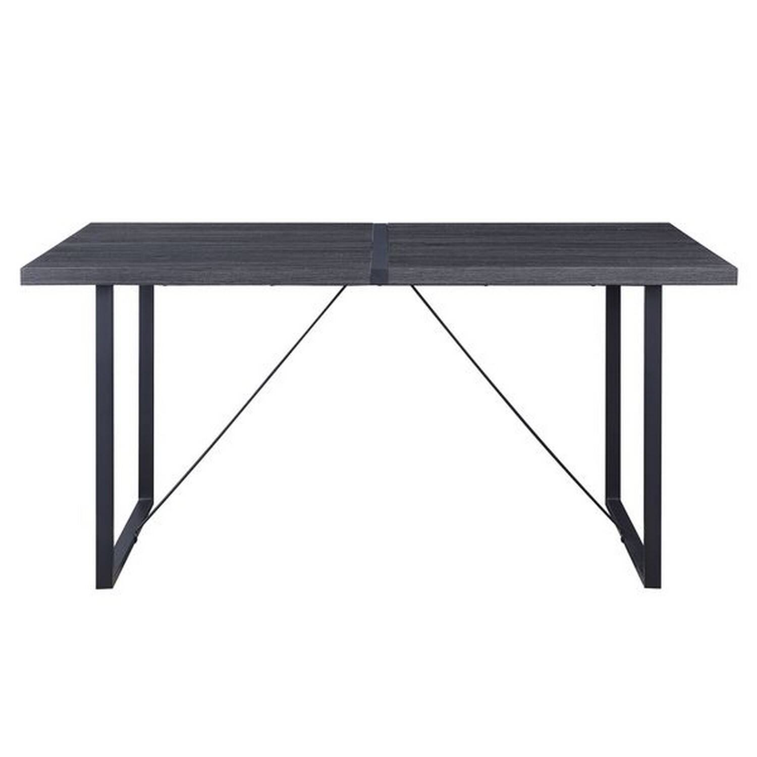 Alt View 1. Manhattan Lane - Dining Table with Rectangular Metal Inserted Top and Sled Base - Gray.