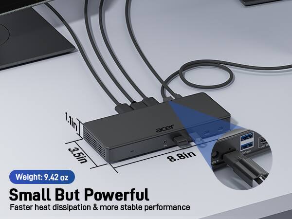 1.1in x 3.5in x 8.8in  
Weight: 9.42 oz  
Small But Powerful  
Faster heat dissipation & more stable performance