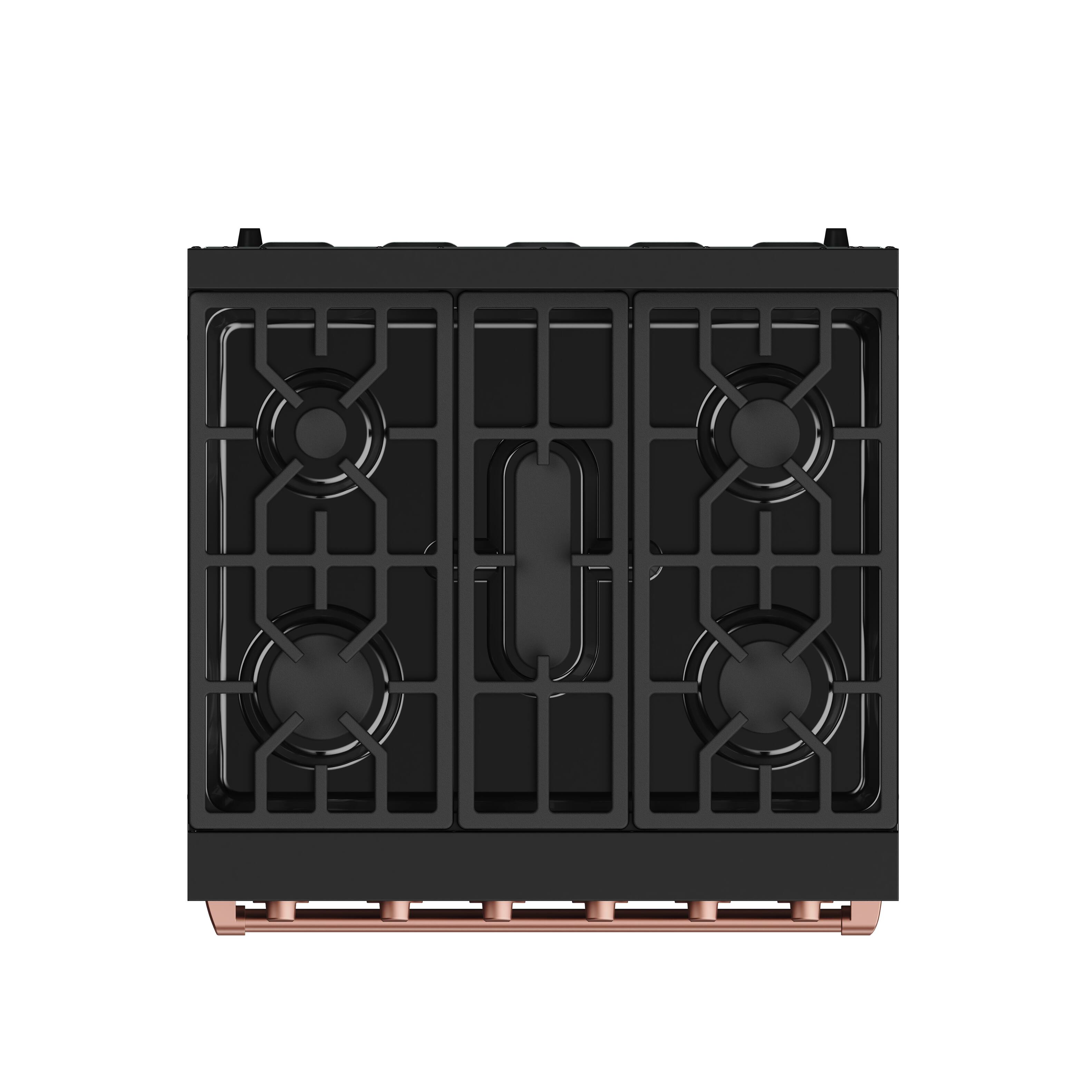 Back. Thor Kitchen - Gordon Ramsay Series by Thor Kitchen 4.55 Cu. Ft Freestanding Liquid Propane Gas Range with Rose Gold Hardware - Black.
