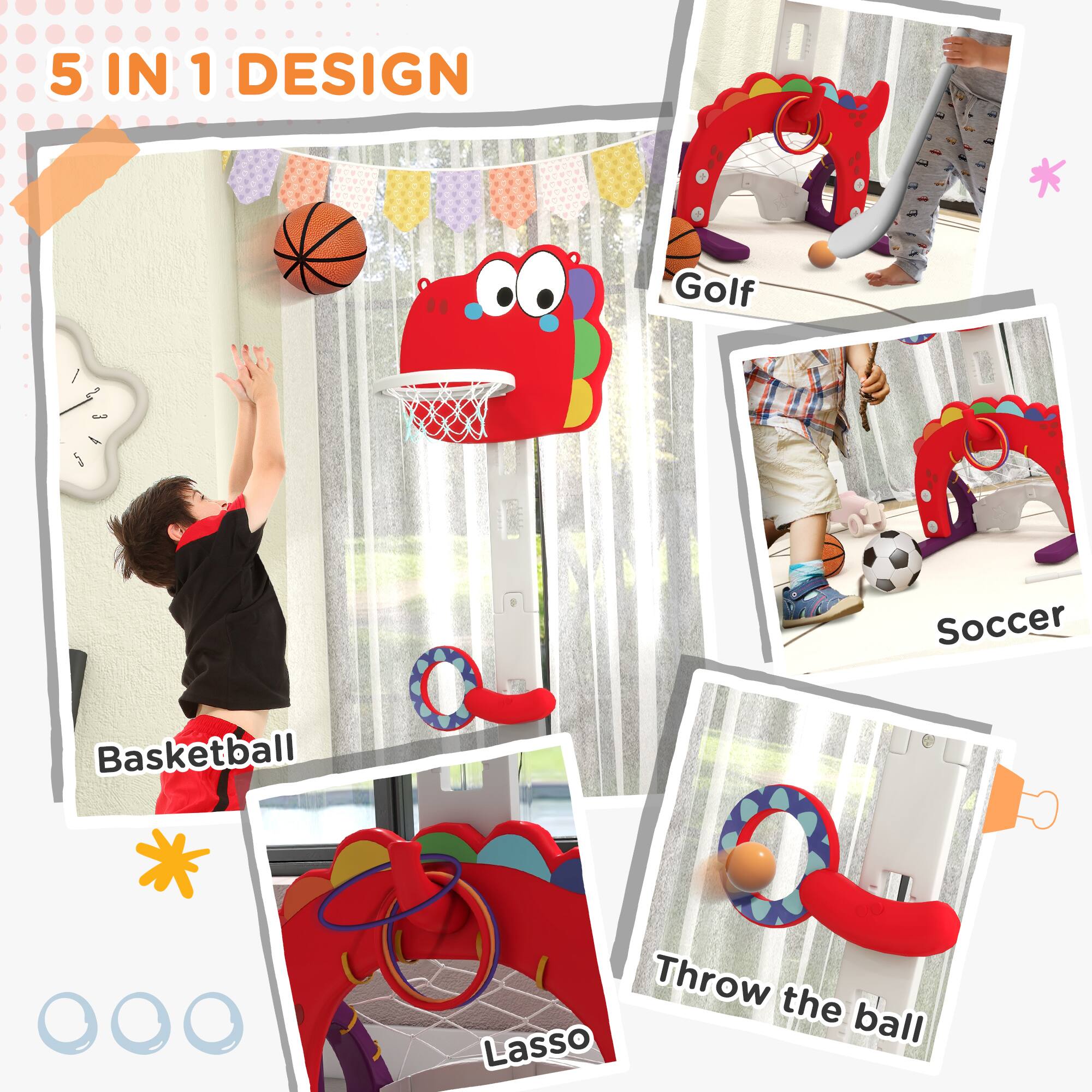 5 IN 1 DESIGN

Basketball

Golf

Soccer

Lasso

Throw the ball