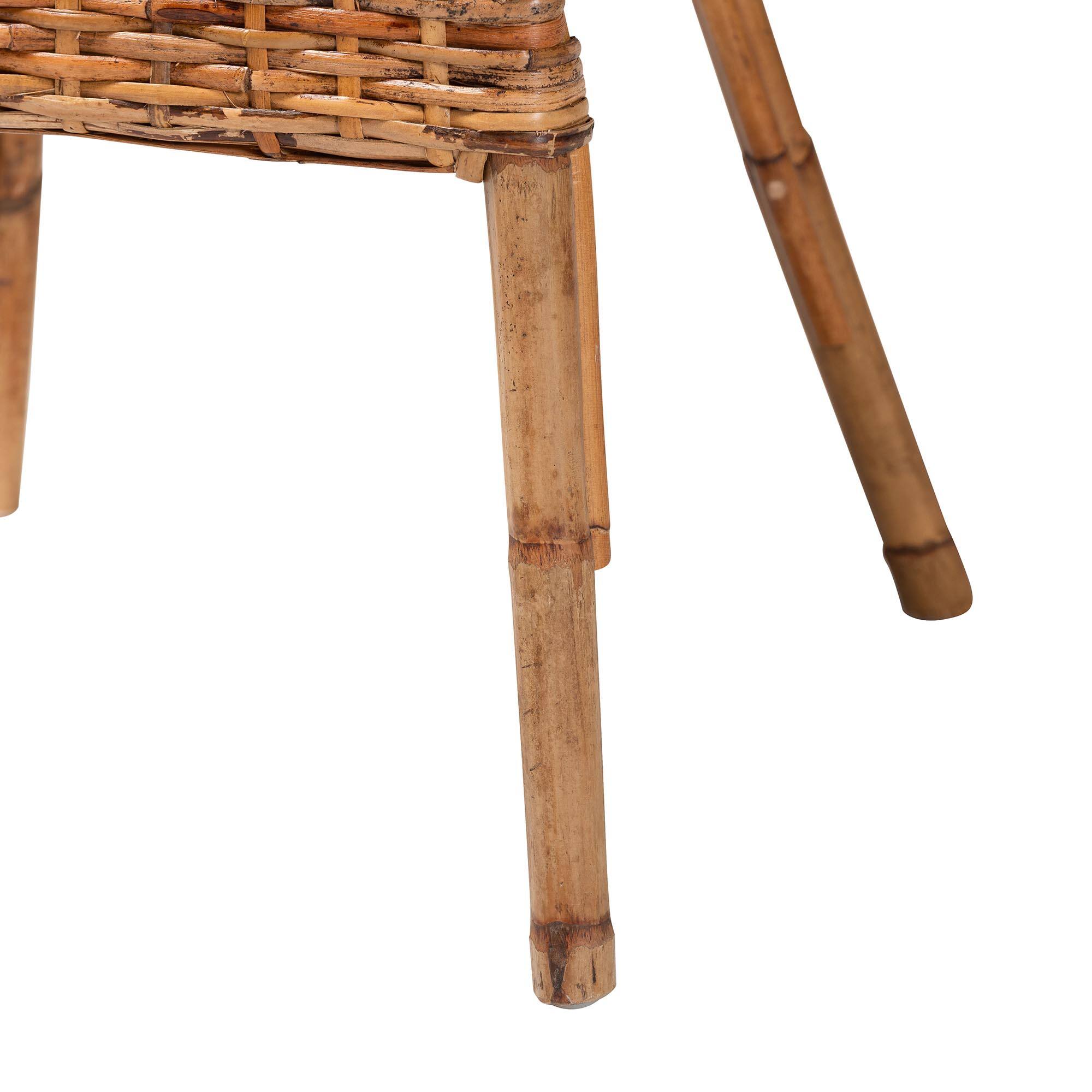 Alt View 1. bali & pari - bali & pari Tara 2-Piece Natural Rattan Dining Chair - Handwoven Wicker Armchair with Curved Backrest - Natural Brown.