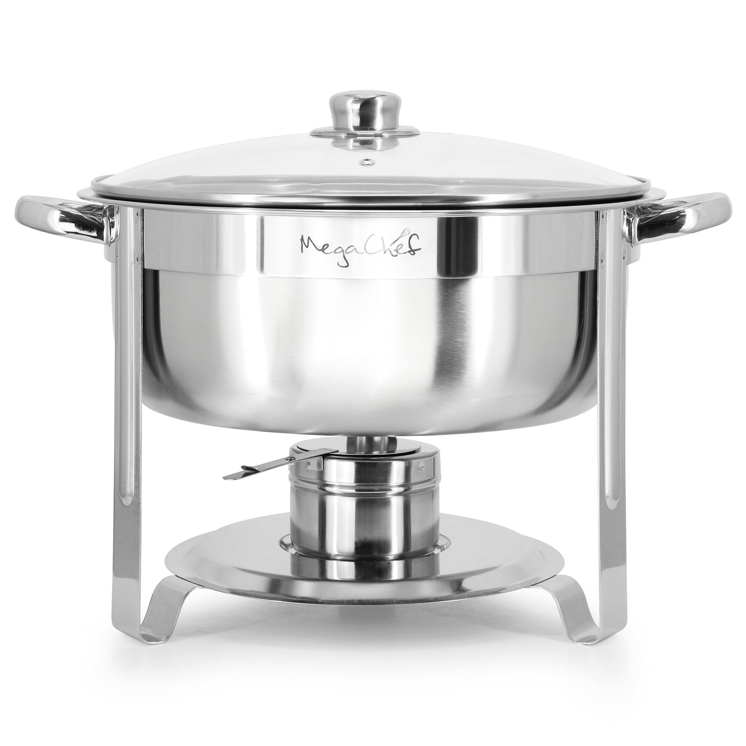 Alt View 1. MegaChef - MegaChef 7.9 Quart Round Stainless Steel Professional Chafing Dish/Food Warmer/Buffet Server Serving Trays - Silver.