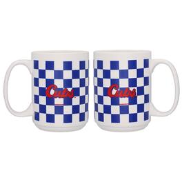 Logo Brands - Chicago Cubs 2-Pack 15oz. Checkered Wordmark Mug Set - Multicolor