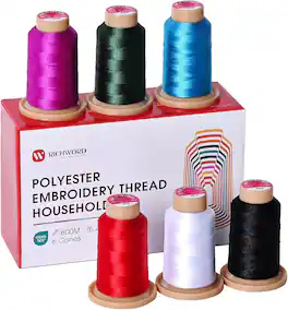 Poolin - Richword Selected 800M 6 Colors Embroidery Thread 40WT(108D/2) Polyester Thread Set for Sewing and Embroidery Machines