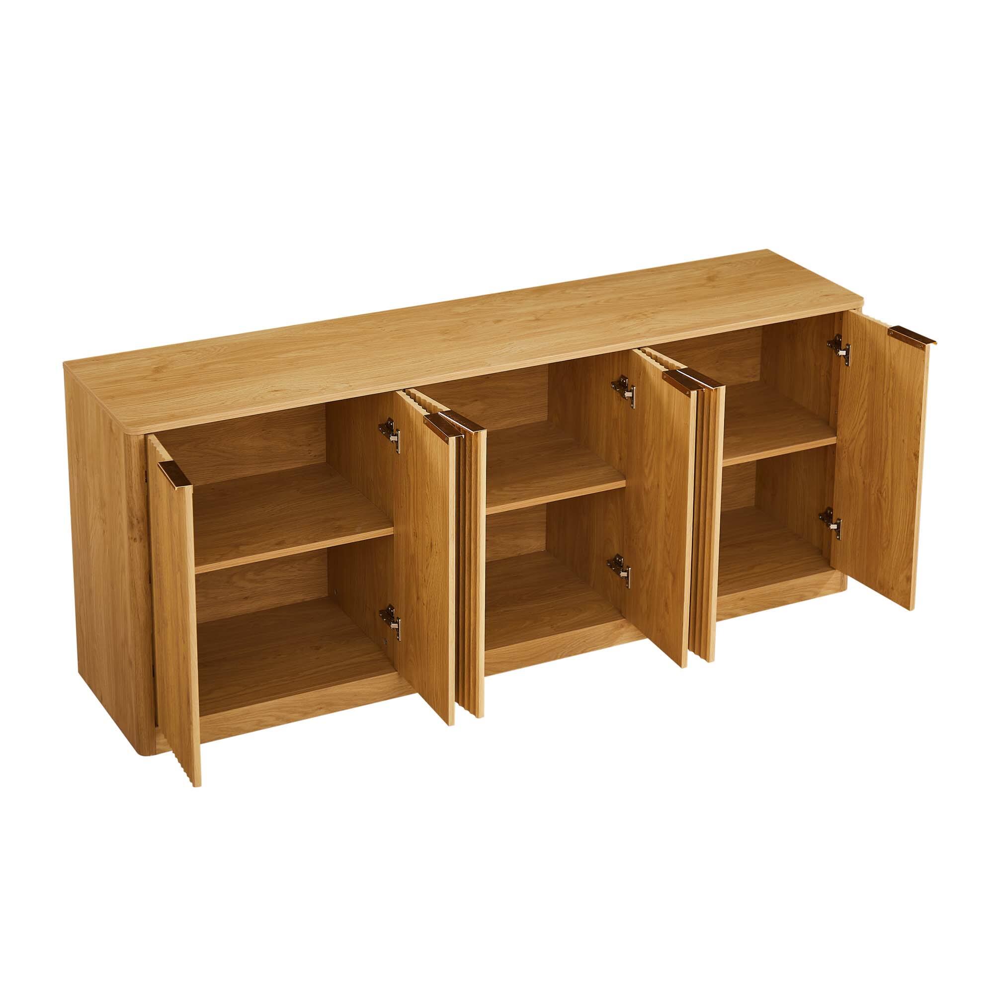 Alt View 8. Forest'nSky - 67-inch modern wavy sideboard, curved contour design storage cabinet,Natural - Natural.