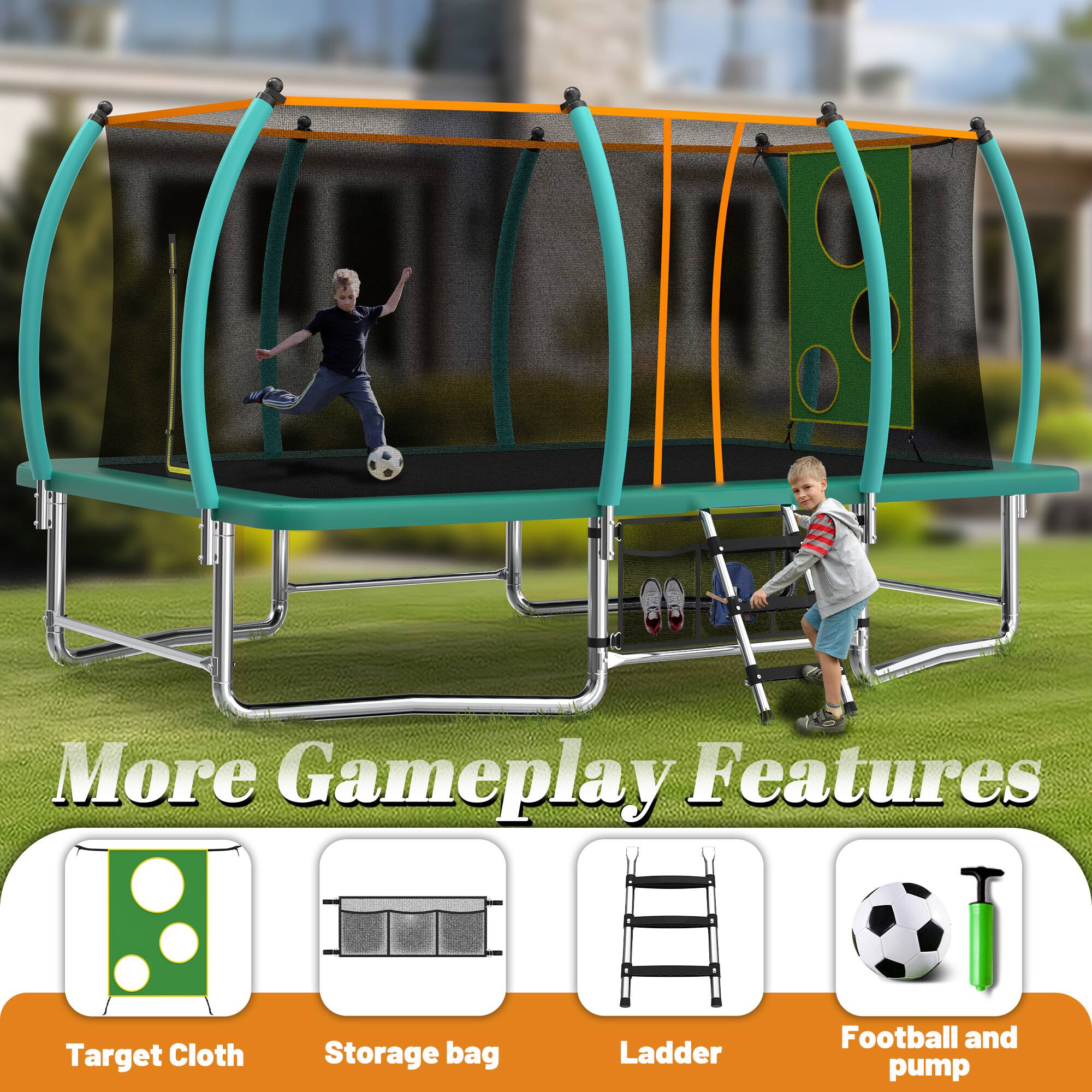 More Gameplay Features

- Target Cloth
- Storage bag
- Ladder
- Football and pump