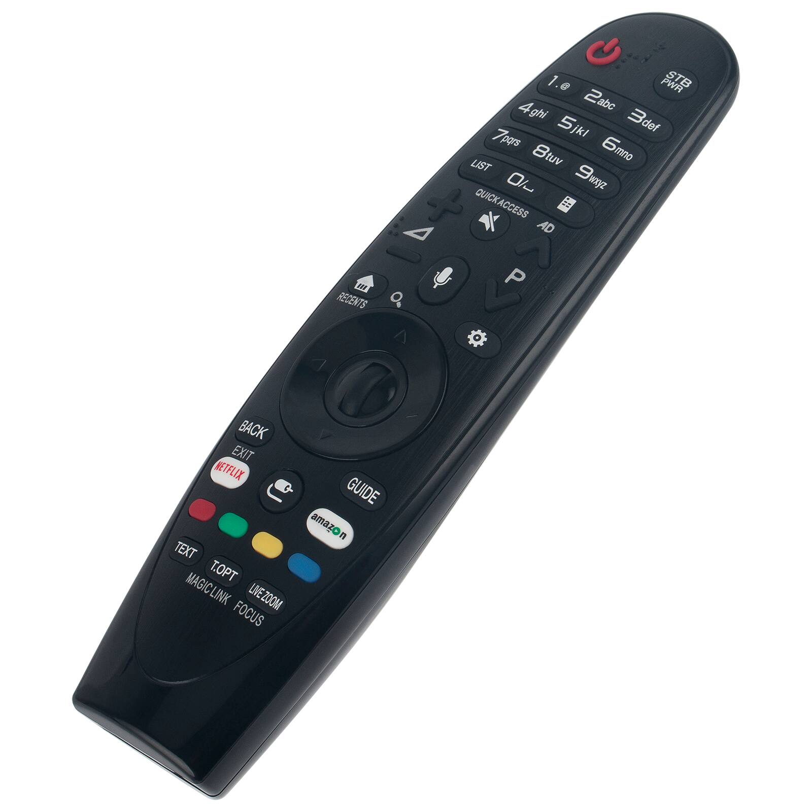 1.8 e PWR STB 4ghi 2abc abc 5jkl 3def def 7pqrs 6mno LIST 8tuv 0 wxyz QUICKACCESS AD RECENTS 7 O, A P BACK EXIT NETFLIX TEXT T.PT MAGICLINK LIVEZOOM FOCUS V GUIDE amazon