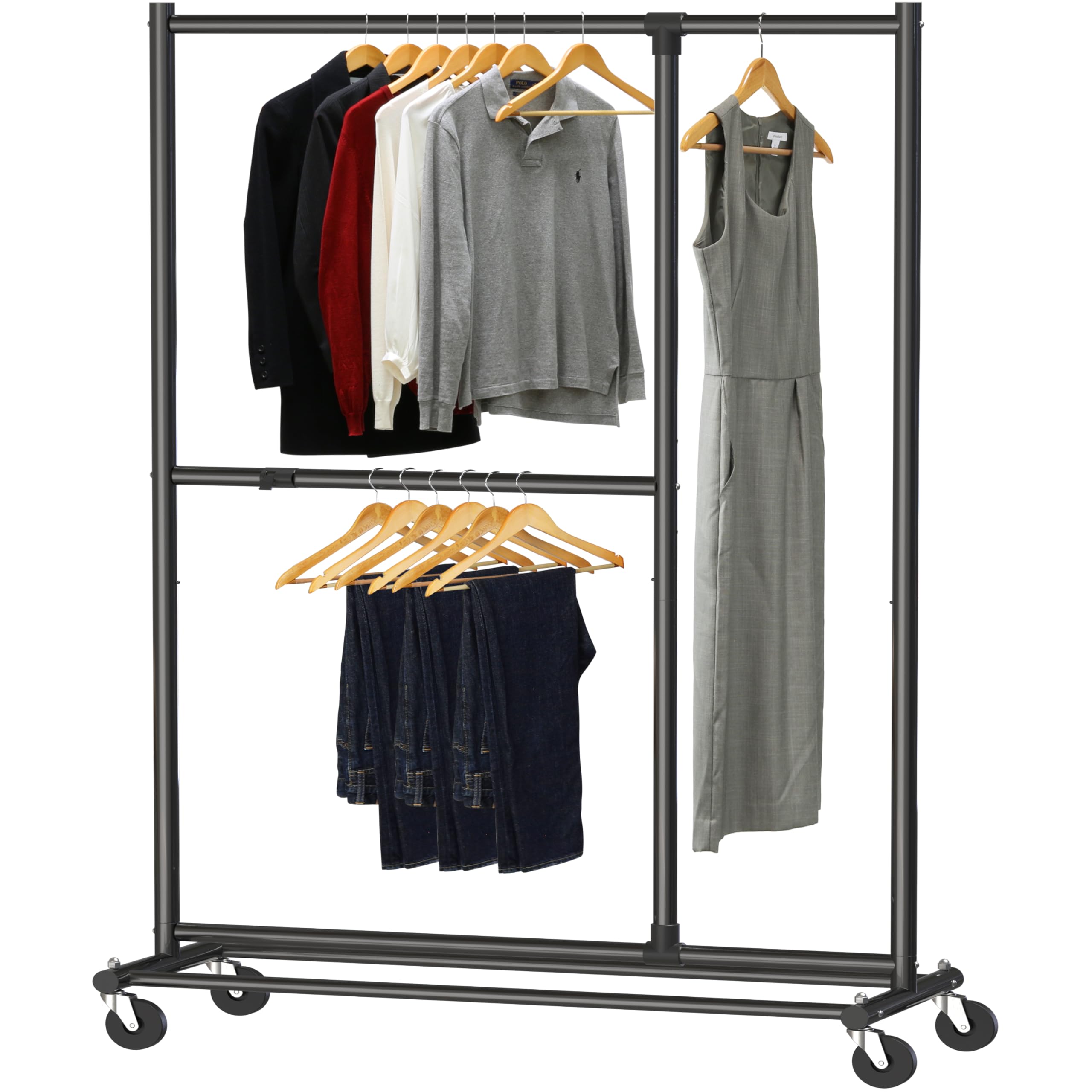 ThinkLink Electronic - Dual Bar Adjustable Garment Rack 72-inch Height - Black
