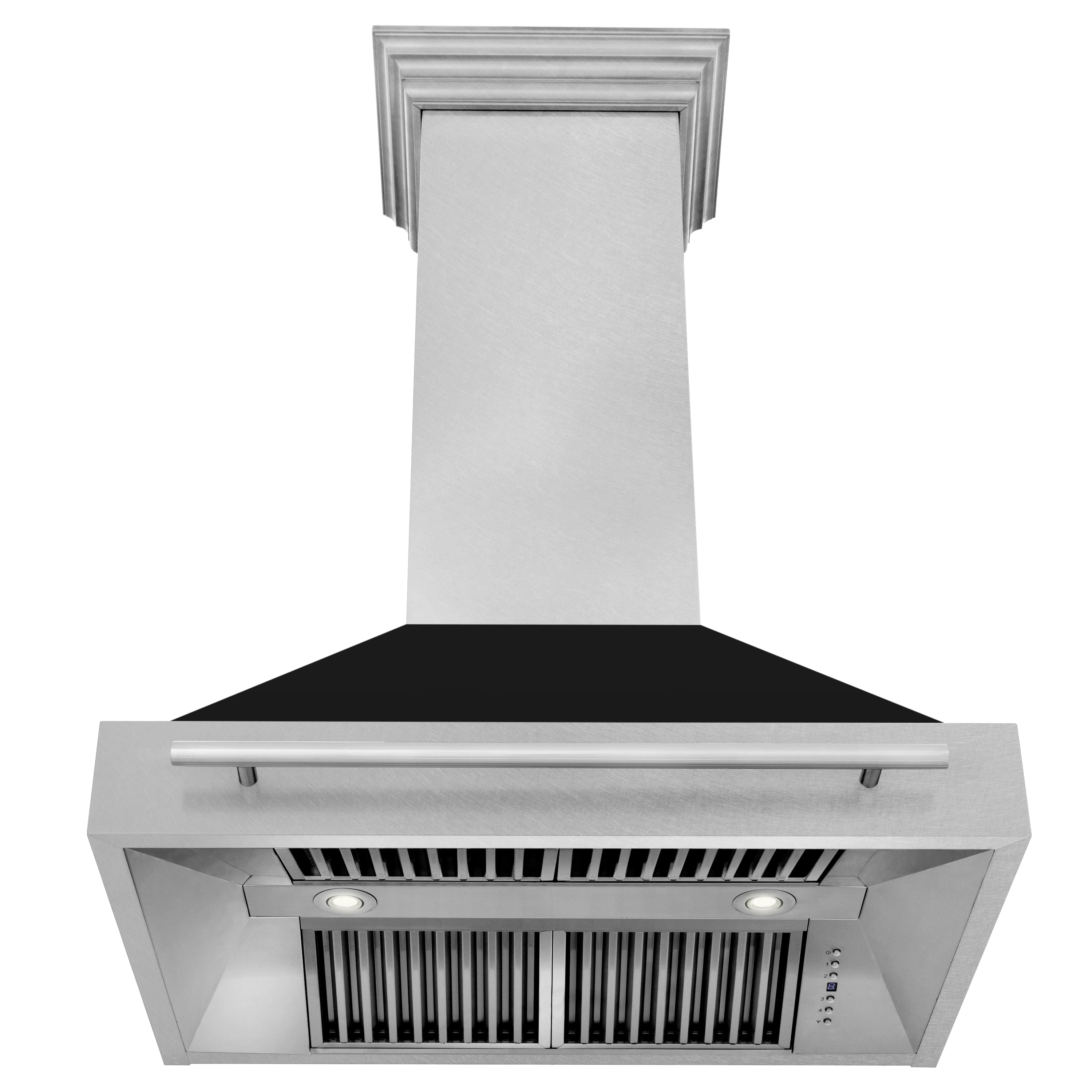 Back. ZLINE - ZLINE 30 in. Ducted Satin Stainless Steel Wall Mount Range Hood with Black Matte Shell - Silver/Black Matte Shell.
