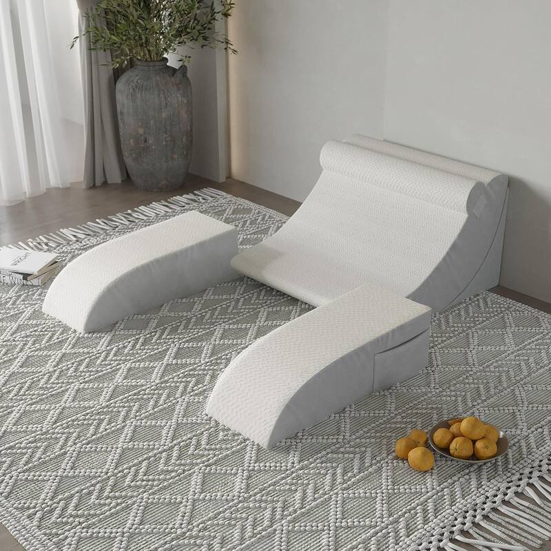 Alt View 5. wowmax - 5-Piece Bed Wedge Set for Orthopedic Support & Comfort, Adjustable Post-Surgery Pillows - White & Gray - Grey.