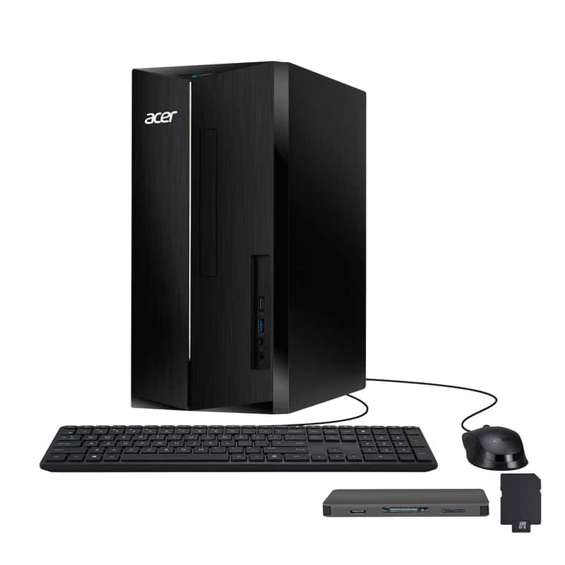 Acer - Upgraded - Aspire Desktop,Intel Core i5-14400,16GB RAM,1TB SSD+160GB Dock Set,Intel 730 UHD Graphic,Win 11 Pro - Black