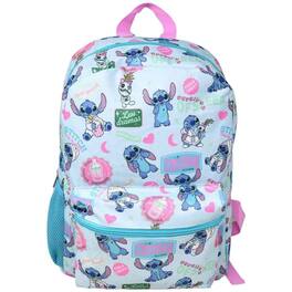 Bioworld Disney Stitch 16" All over print Kids Backpack, with Front Pocket & Side Mesh - Assorted Pre-Pack
