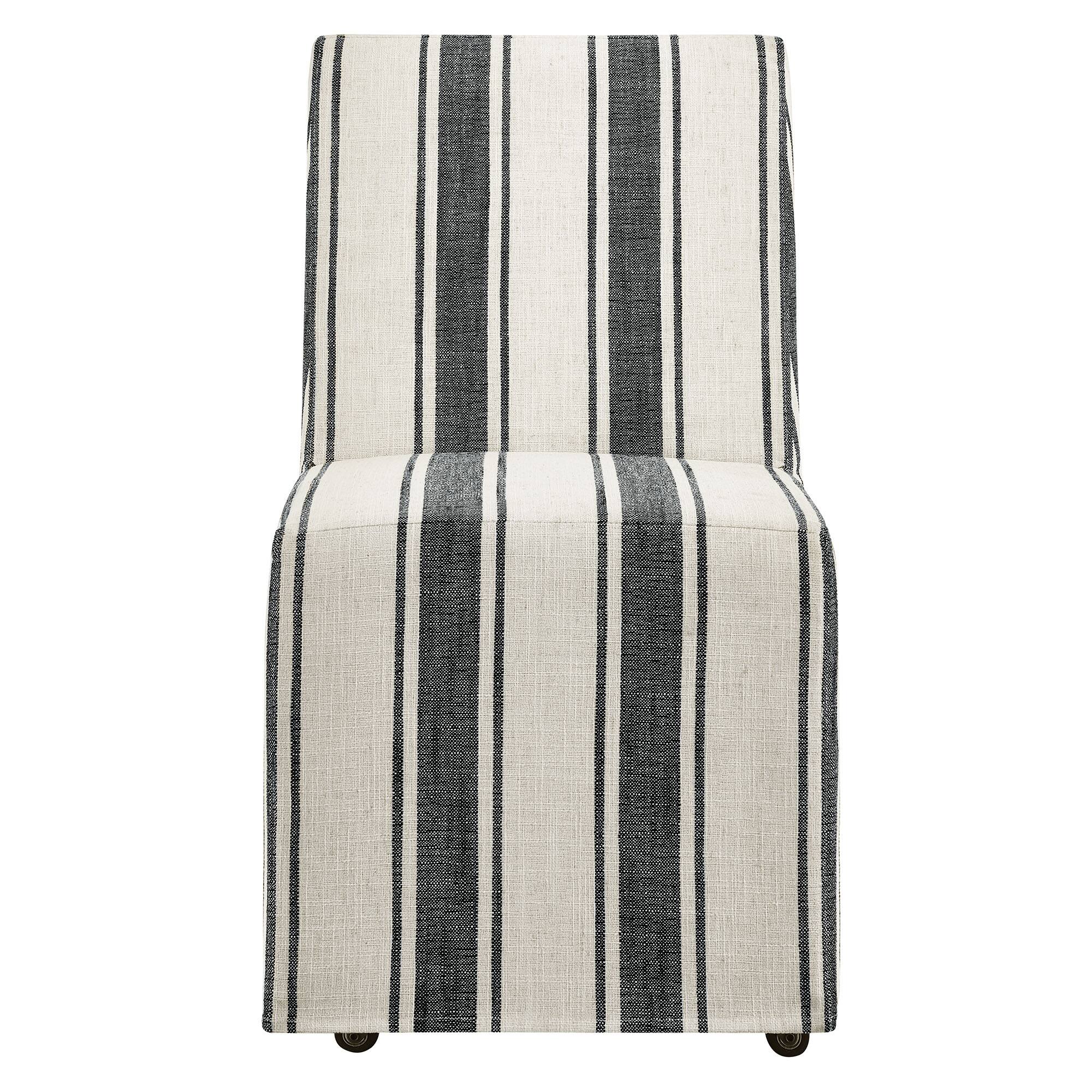 Alt View 4. Modway - Tessera Striped Slipcovered Dining Side Chair by Modway - Black Stripe.