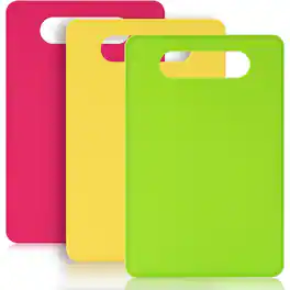 PARKER SLATER - 3-Pack Plastic Cutting Boards, BPA-Free, Color-Coded, Non-Slip, Dishwasher Safe