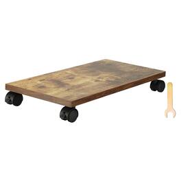 Unique Bargains - 8x16in PC Stand, Computer Tower Stand Wood CPU Holder Under Desk Mobile Cart 4 Caster Wheel for Floor Carpet - Brown