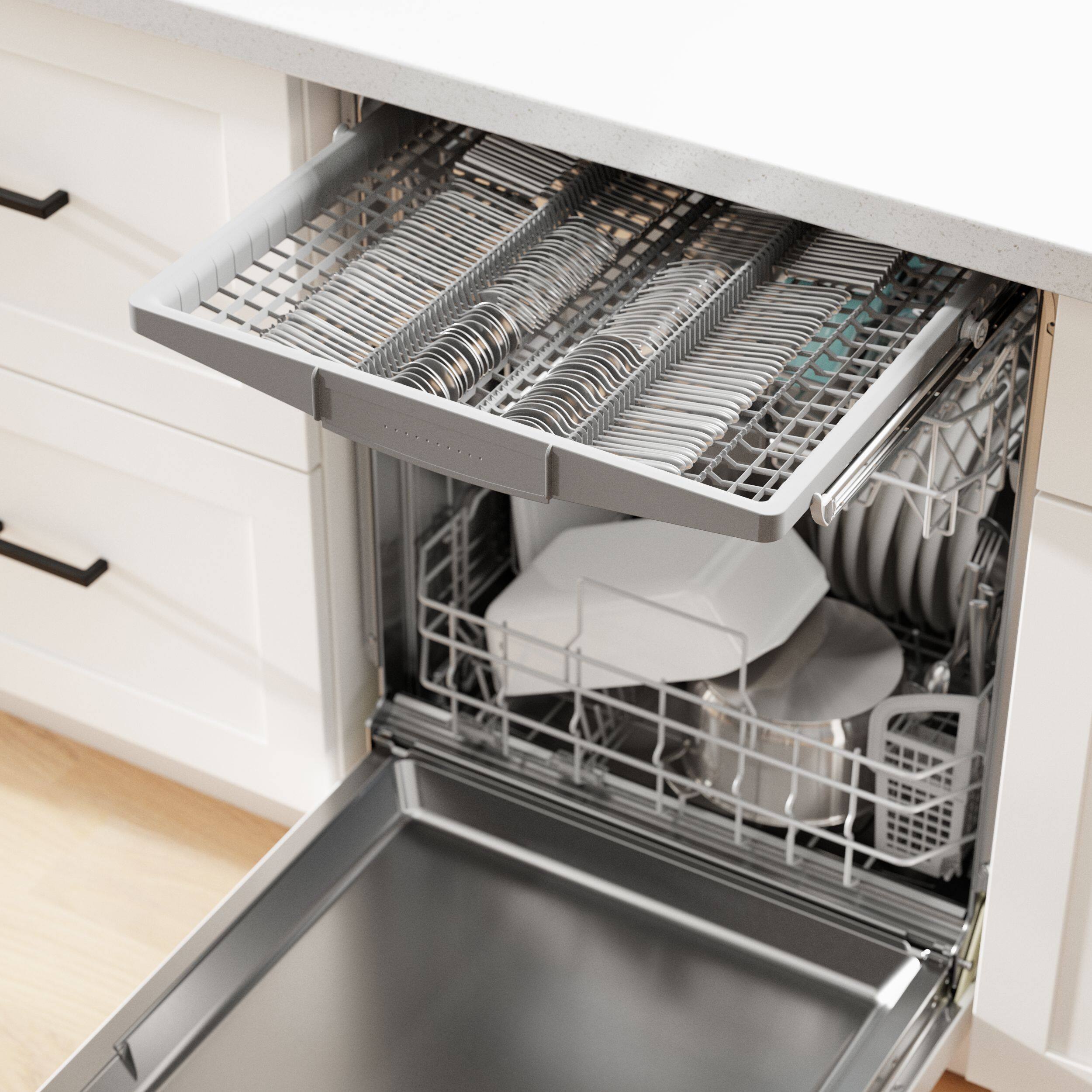 Alt View 13. Bosch - 300 Series 24" Top Control Smart Built-In Stainless Steel Tub Dishwasher with 3rd Rack, 46 dBA - White.