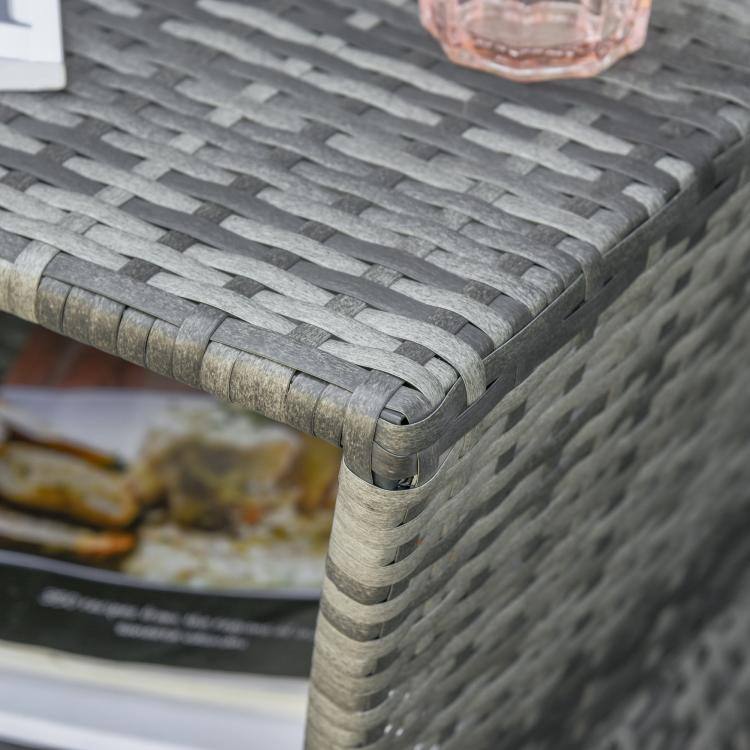 Alt View 9. PULUZ - Outdoor Side Table with Umbrella Hole, 2 Tier Rattan Wicker End Table with Storage Shelf, All Weather - Gray.