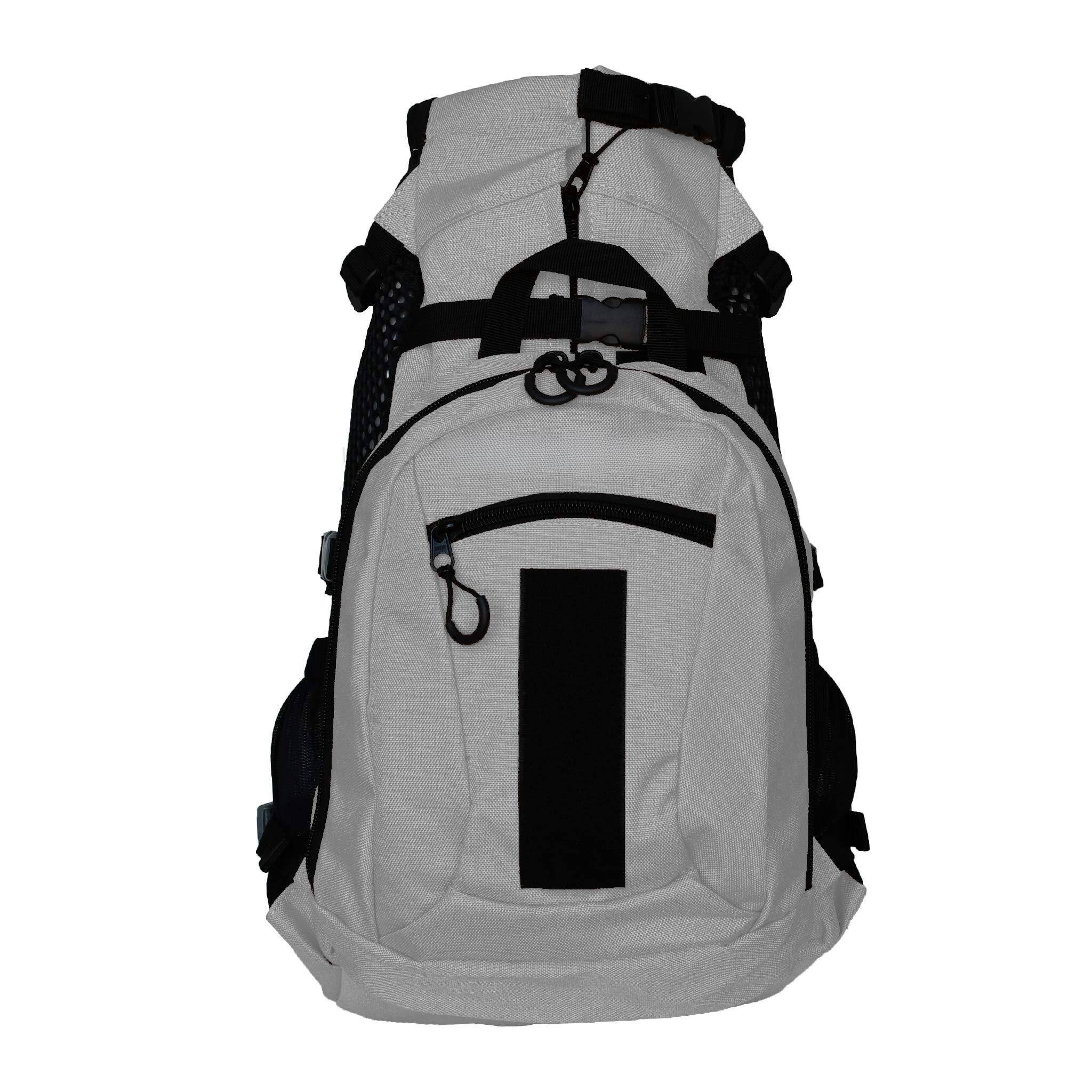 Alt View 1. Live At Space - Plus 2 - Large Light Grey Ideal For Dogs 20-22" Long Adjustable Backpack-style Carrier With Multi-functional Storage Pac.