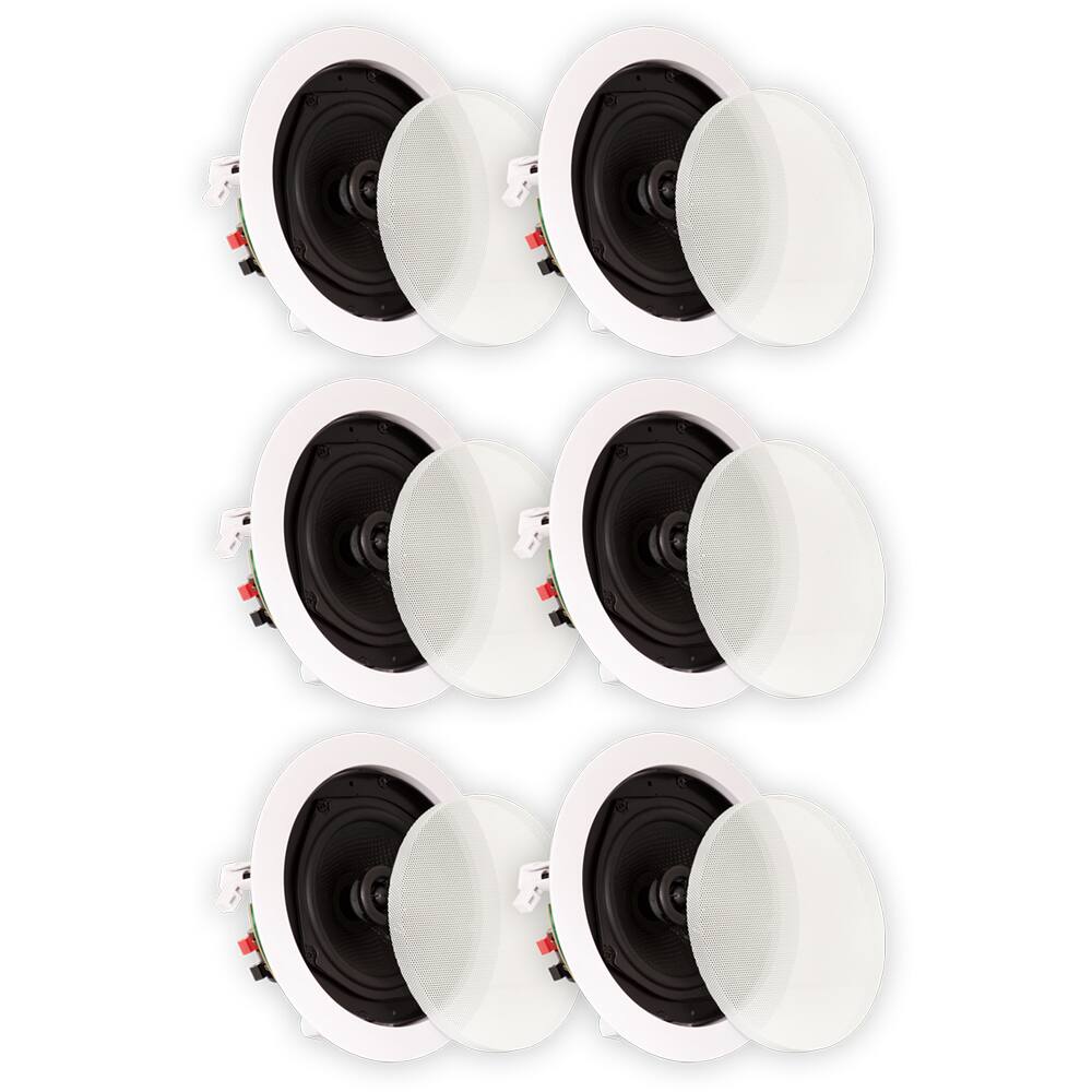 Front. Theater Solutions by Goldwood - TS50C in Ceiling Speakers Surround Sound Home Theater 3 Pair Pack - Paintable White.