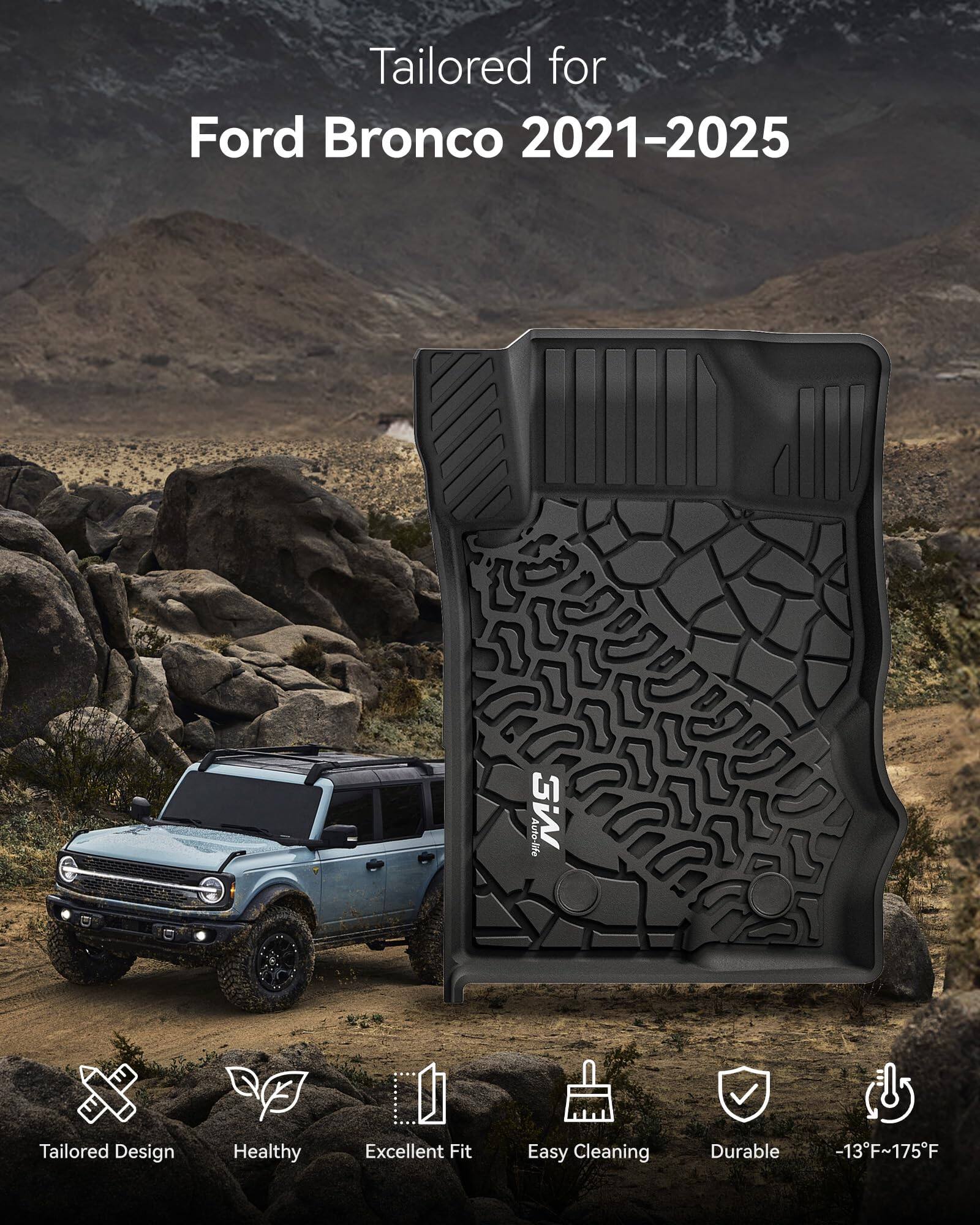 Tailored for  
Ford Bronco 2021-2025

- Tailored Design
- Healthy
- Excellent Fit
- Easy Cleaning
- Durable
- -13°F ~ 175°F