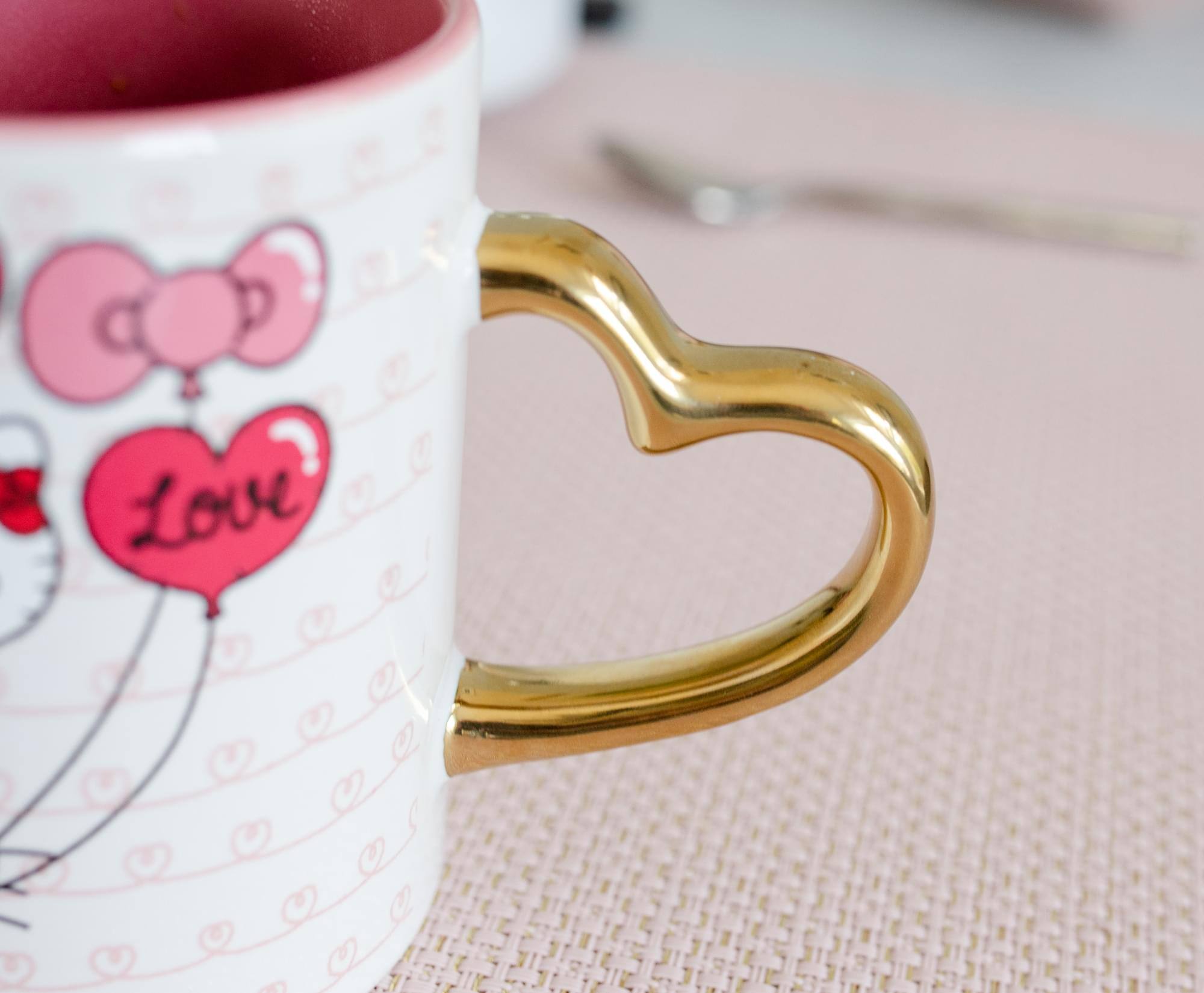Alt View 3. Silver Buffalo - Sanrio Hello Kitty Love Heart-Shaped Handle Ceramic Mug | Holds 14 Ounces - Pink.