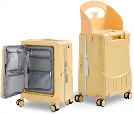 Circus Cirle - 20" Ride-on Luggage with Seat,Front Opening Carry-On Hardshell Ride On Suitcase - Yellow