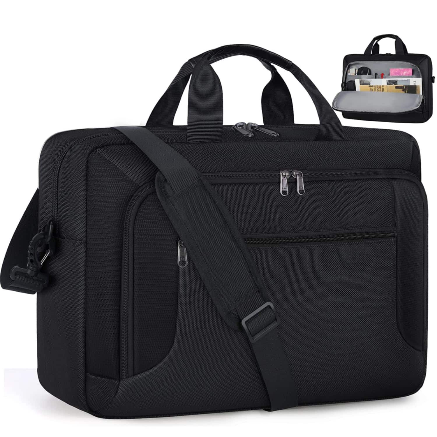 Skar Audio - Laptop Bag Briefcase Large Waterproof Case For Men Women Business Office Work Computer 17 Adjustable Shoulder - Black 17 inch