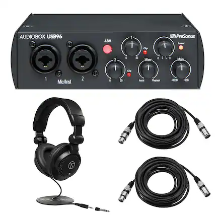 AUDIOBOX USB96
48V
1 Mic/Inst
2 Mic/Inst
Clip 1
Clip 2
Mixer 0-50
Main 0-11
Inputs -80dB
Playback 0dB
Power