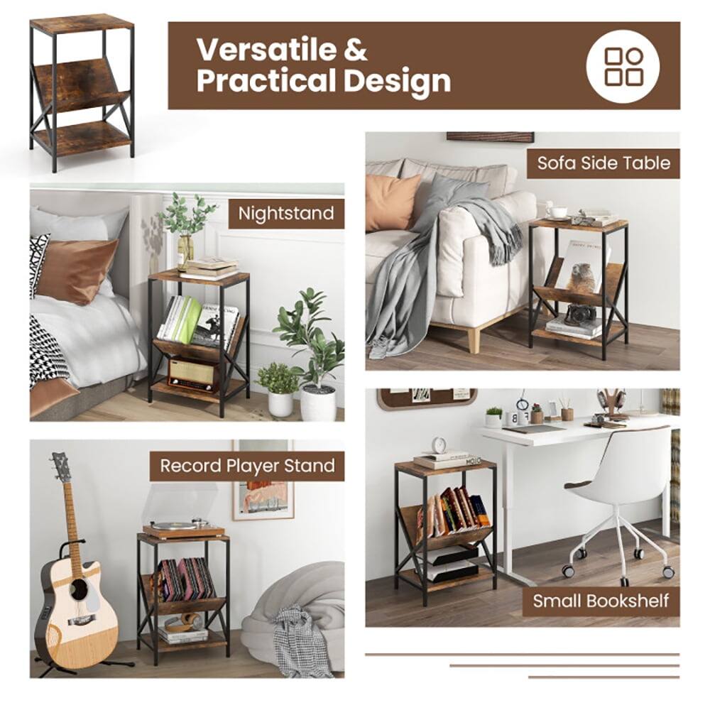Versatile & Practical Design Sofa Side Table Nightstand JA B: Record Player Stand Small Bookshelf