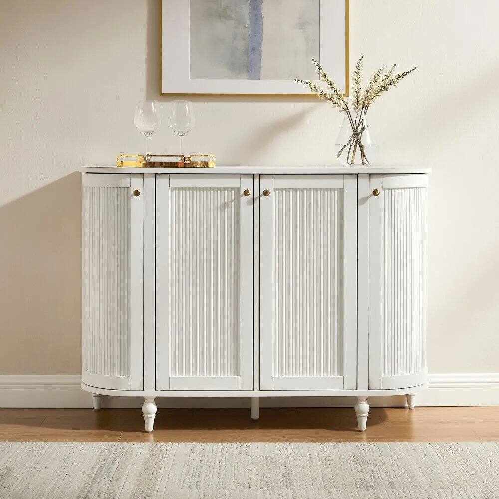 Alt View 5. Crosley Furniture - Monique Curved Sideboard - Distressed White.