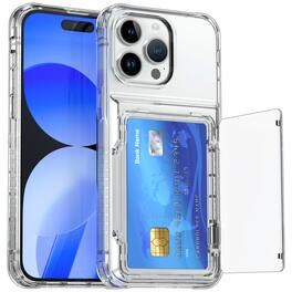 Gravity Ridge - for iPhone 15 Pro Wallet Case with an RFID Blocking Card, Holds 1-2 Credit Cards, Anti-Yellowing with Card Holder - Clear