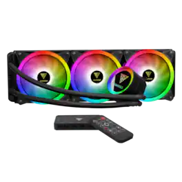 GAMDIAS - CHIONE P2-360R 360mm AIO RGB Liquid CPU Cooler with Trio-Loop RGB Fans, Mirror Pump & PWM Control, GD-CHIONE P2-360R - Black