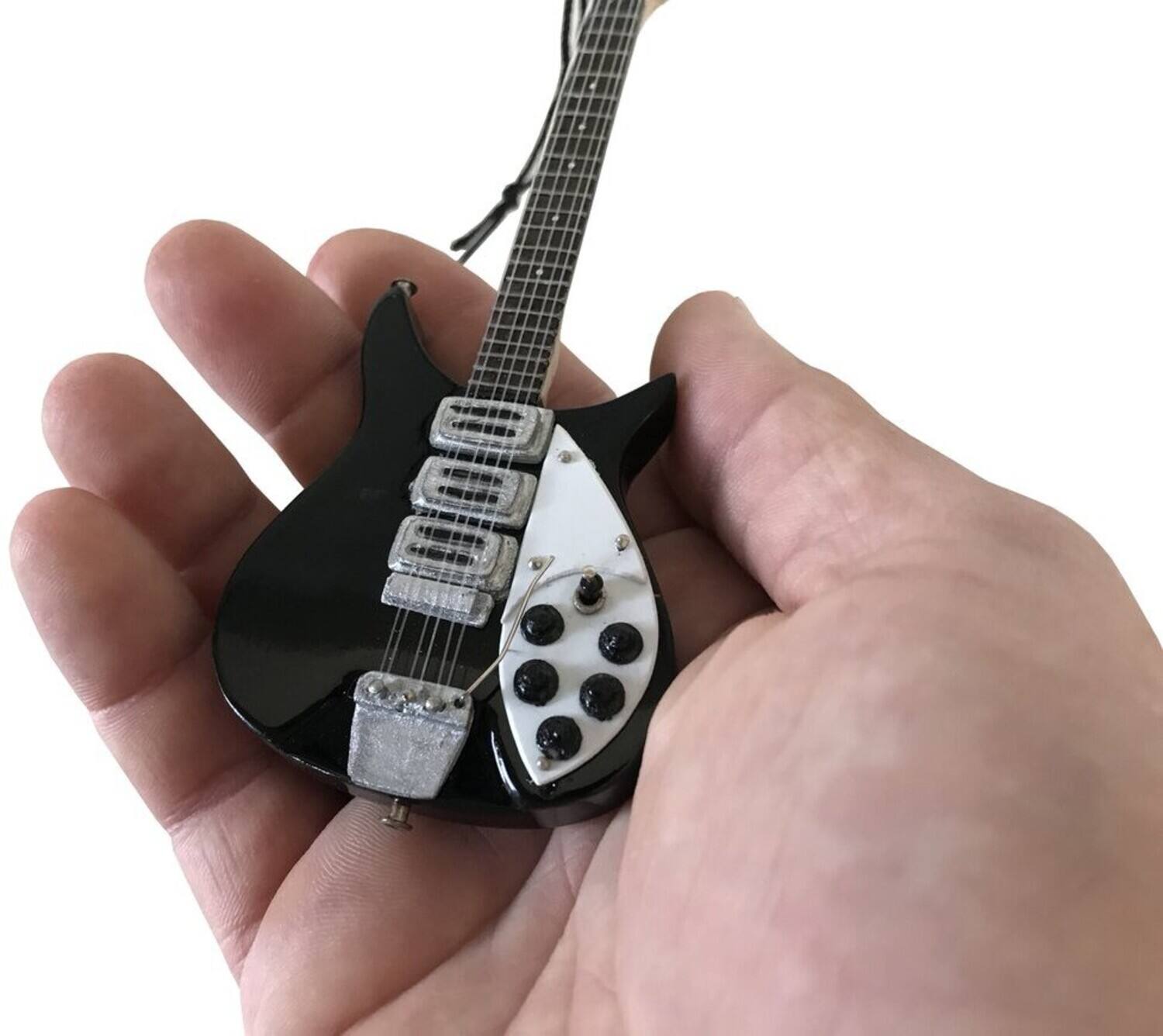 Alt View 1. Axe Heaven - Axe Heaven -John Lennon - 6 Inch Mini Guitar Holiday Ornament   - Collectibles - Multicolor.