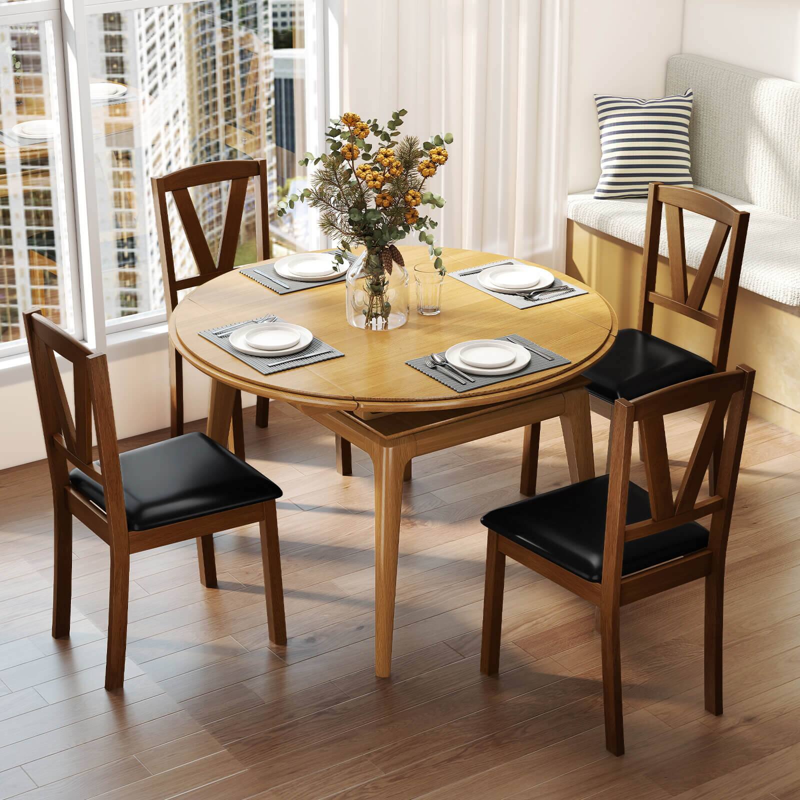 Alt View 3. Costway - Costway Dining Chairs Set of 4 PU Leather Dining Room Chairs with Hollowed Backrests - Brown,Black.
