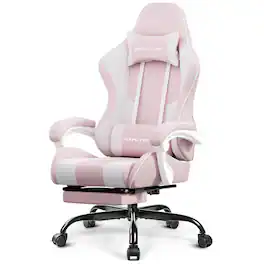 GTPlayer - Gaming Chair Breathable Fabric Computer Chair with Footrest and Lumbar Support - Pink