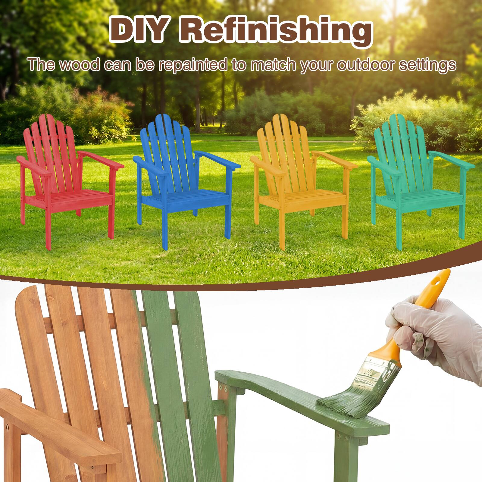 DIY Refinishing

The wood can be repainted to match your outdoor settings