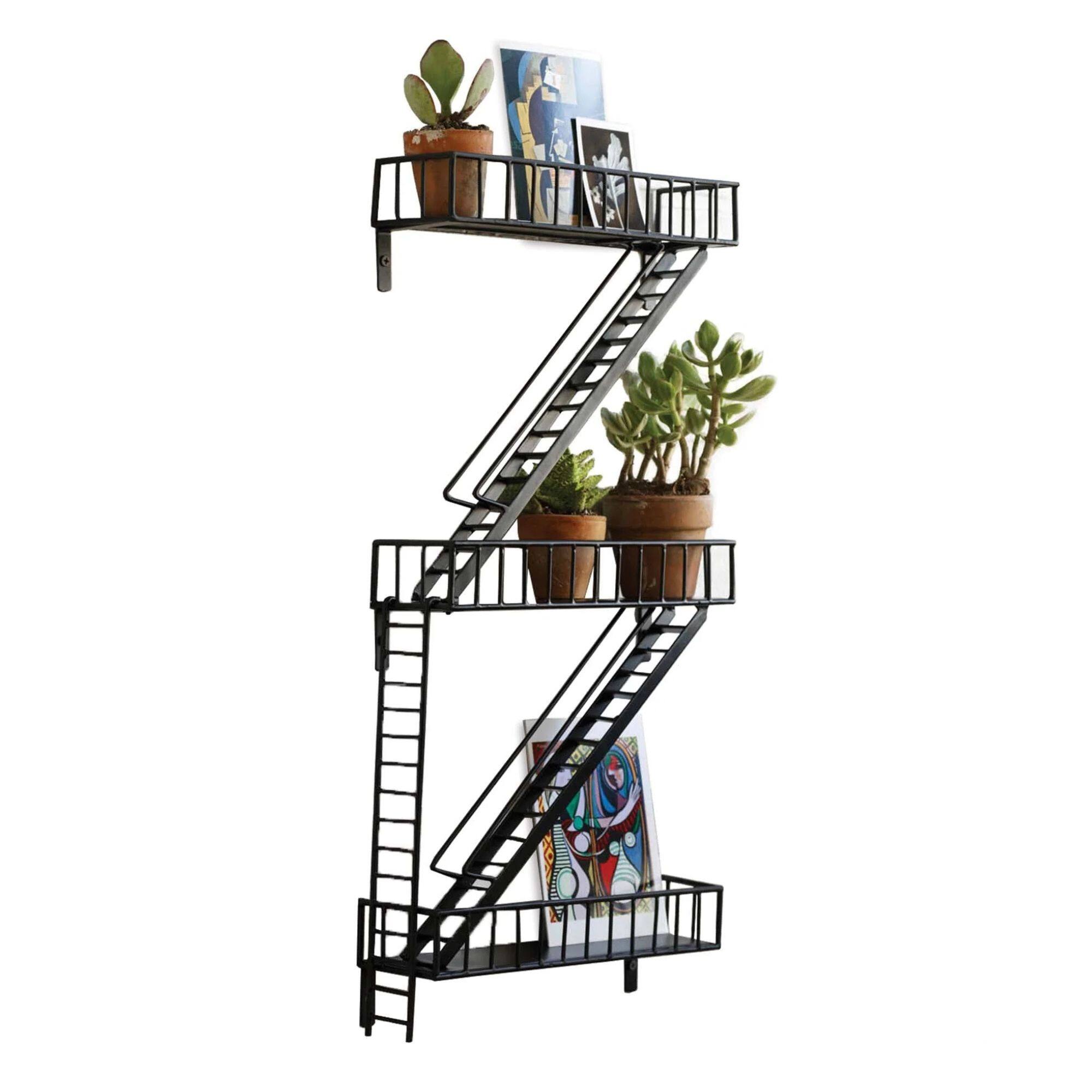 Alt View 5. texxture - texxture FireEscape 25.5 Inch Floating Shelves, Wall Mount Storage Shelf, Black - Black.