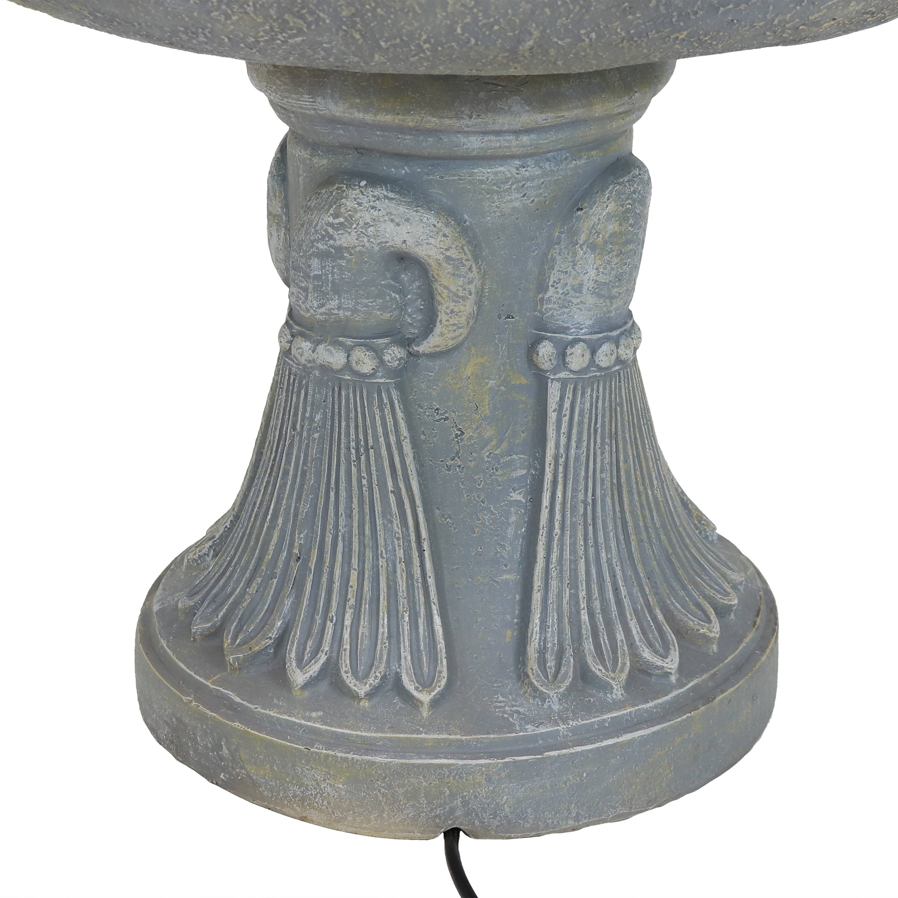 Alt View 10. Sunnydaze - Lion Head Fiberglass Outdoor 3-Tier Water Fountain - Grey.
