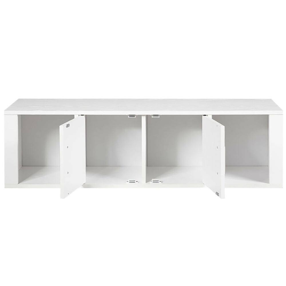Left. Kadyn - Entertainment Centers,TV Stands,Wall Mounted Floating 2 Door Desk Hutch Storage Shelves-White - White.